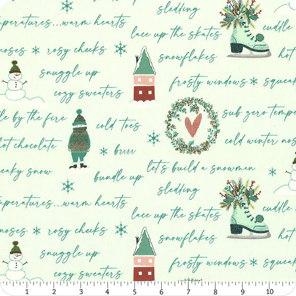 Add-On Backing: Arrival of Winter Mist Text for Hopscotch Pre-Cut Quilt Kit